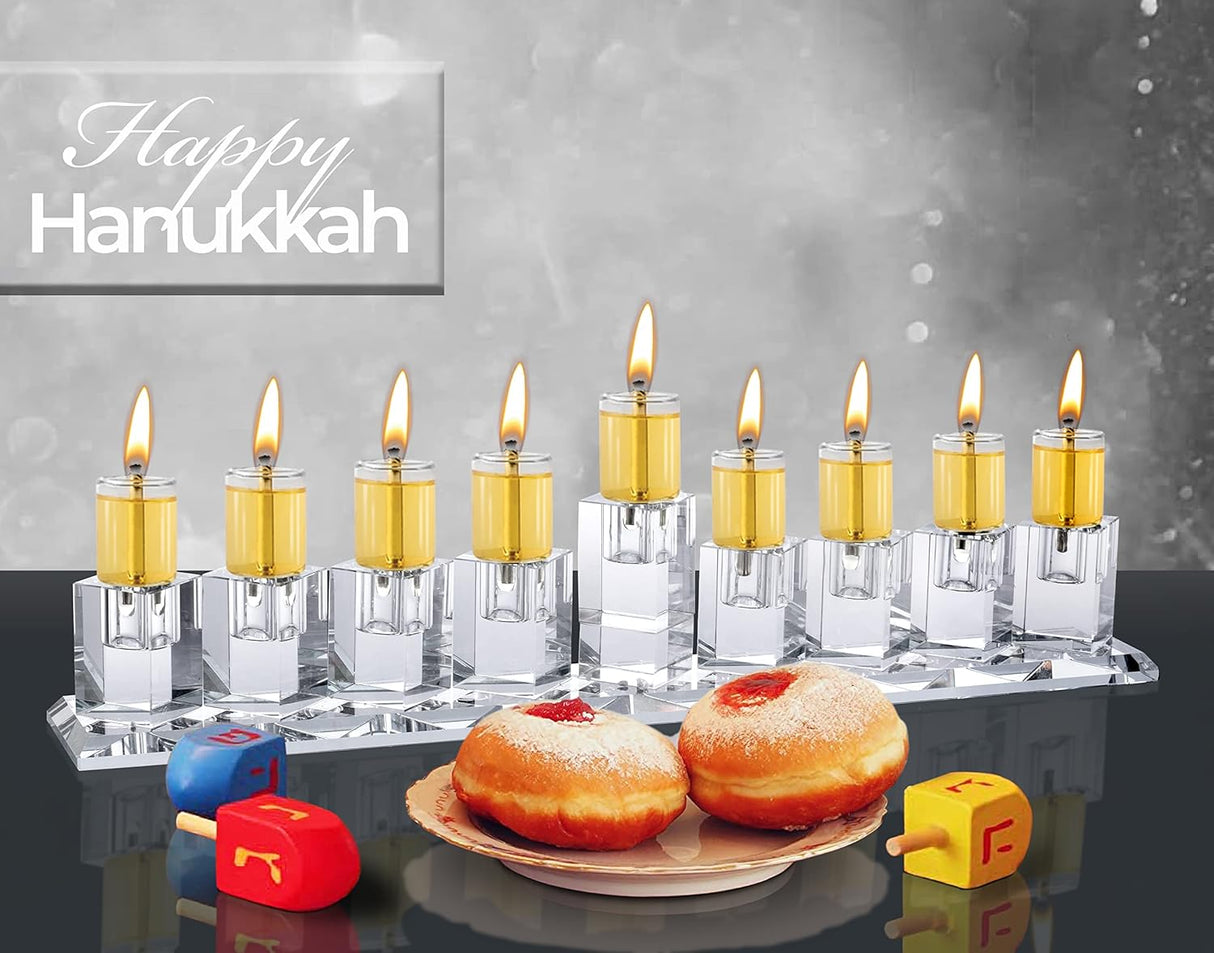 Crystal Glass Menorah - Long