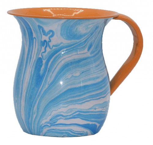 Wash Cup - Light Blue Swirl Painted Design