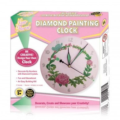Diamond Painting Clock - Dina and Rina, Pink colour