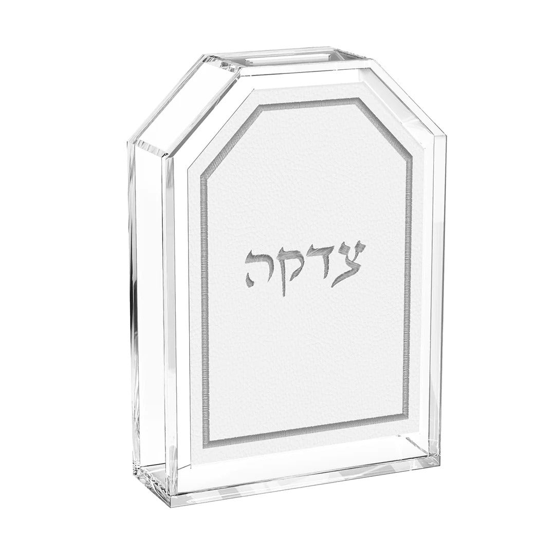 Leatherite Tzedakah Box - Silver