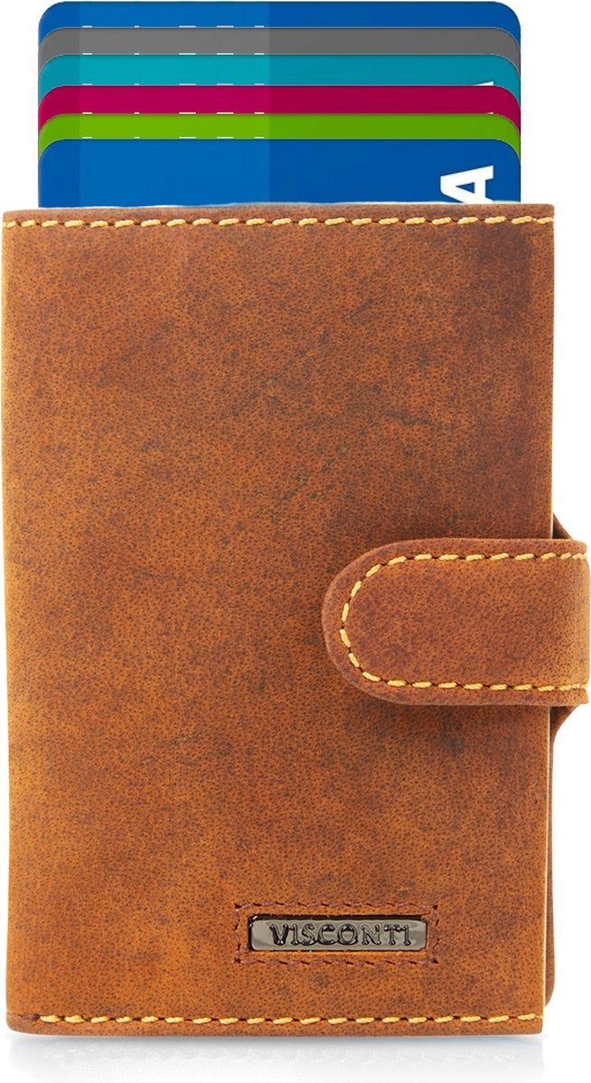 Visconti Leather Card Holder - Card Holder for Men and Women - Wallet RFID - Tan ALP97 Tan