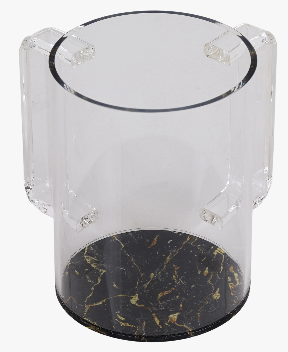 Washing Cup - Acrylic Black Marble Clear Handles