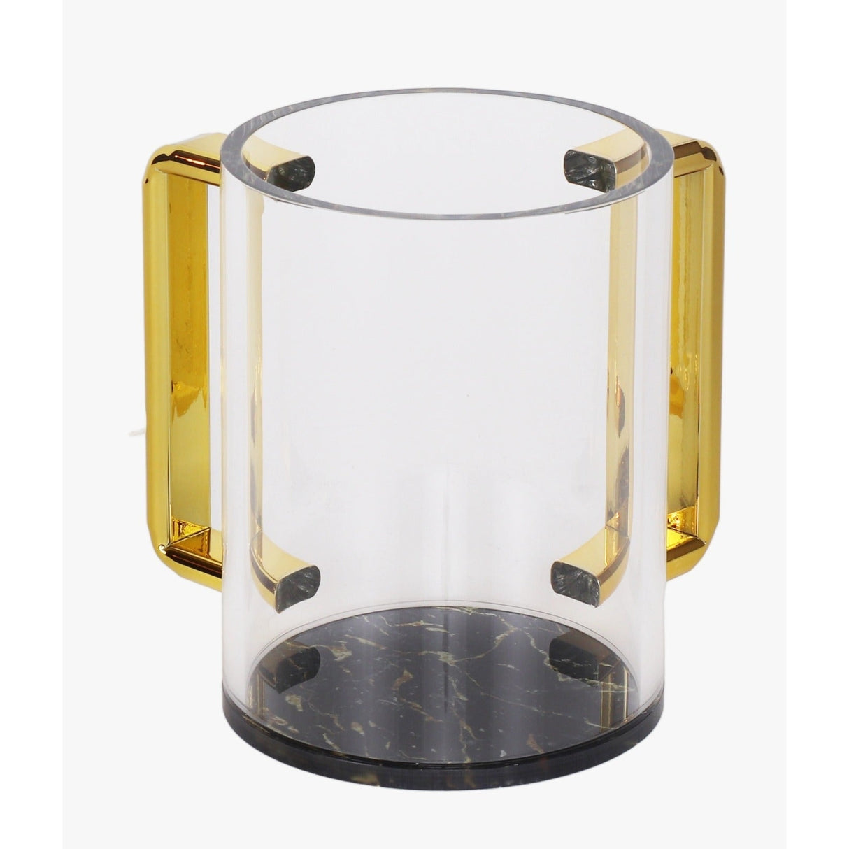 Washing cup - Acrylic Gold Handles - Black And Gold Marble