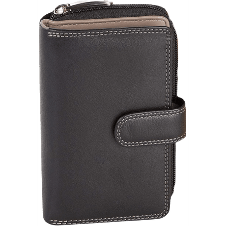 Visconti Leather Wallet - Women's Brace Wallet - RFID - Leather - 18 Cards - Colorado Collection - Black/Taupe CD22 TP