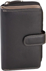 Visconti Leather Wallet - Women's Brace Wallet - RFID - Leather - 18 Cards - Colorado Collection - Black/Taupe CD22 TP