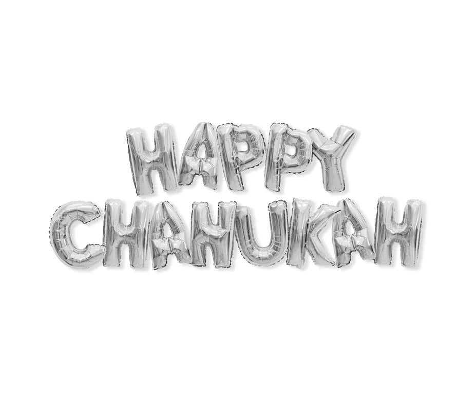 Chanukah Decorations Banner Foil Balloons Silver