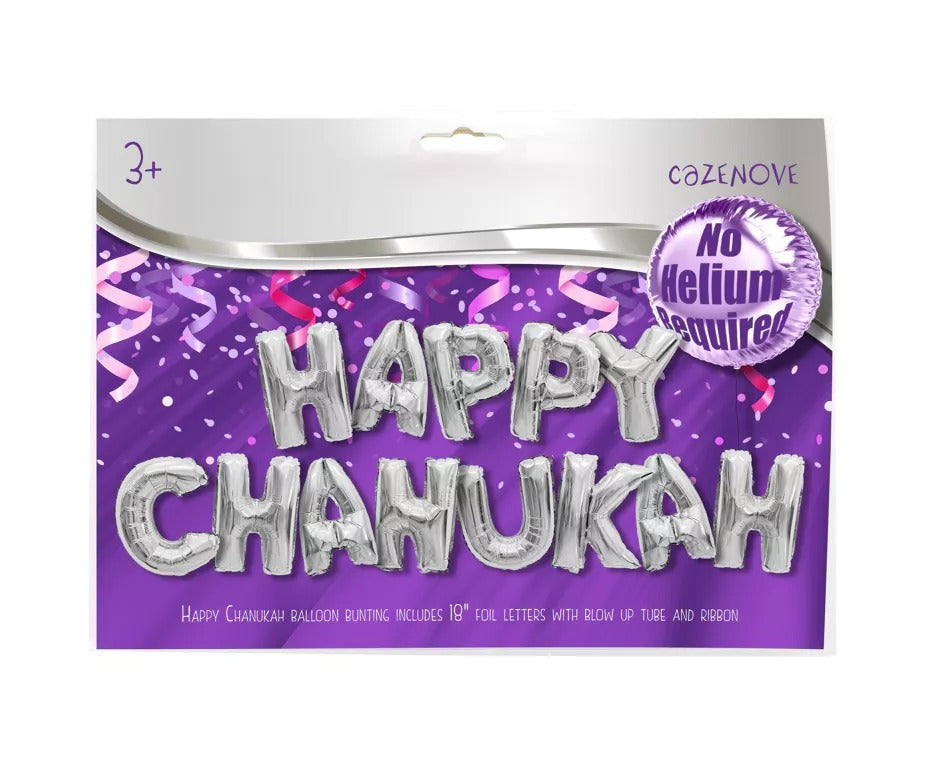 Chanukah Decorations Banner Foil Balloons Silver