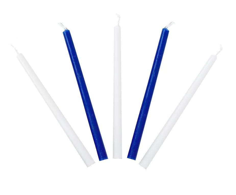 Candles Chanukah Long White & Blue