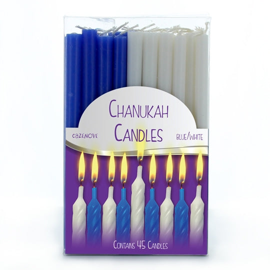 Candles Chanukah Long White & Blue