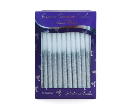 Chanukah Candles glittered silver & white