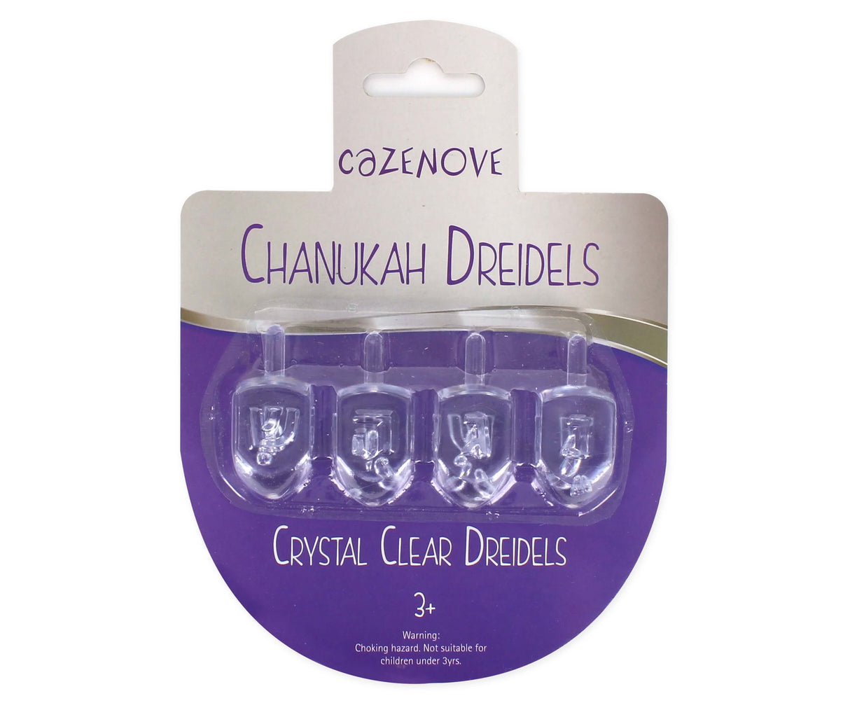 Pack of 4 Crystal Clear Dreidels