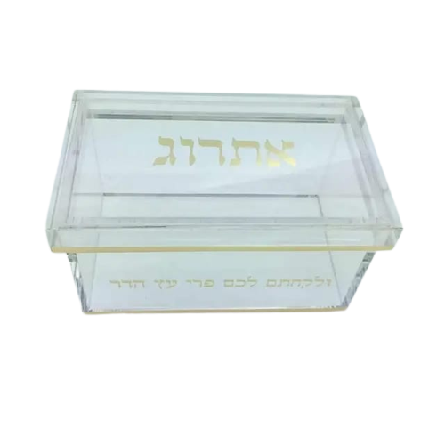 Esrog box - Clear With Gold