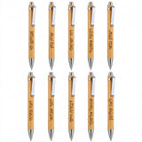 Natural Bamboo Push-Button Pen with Custom Name Inscription