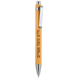 Natural Bamboo Push-Button Pen with Custom Name Inscription
