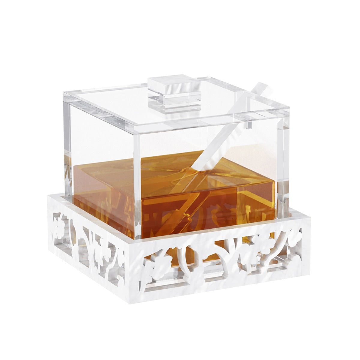 LASER CUT HONEY JAR - WHITE PEARL