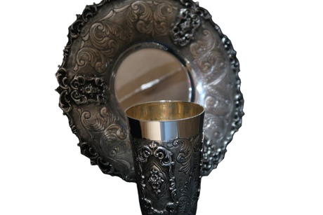 Silver Dipped Kiddush Cup Luxurious -Chosson Becher -