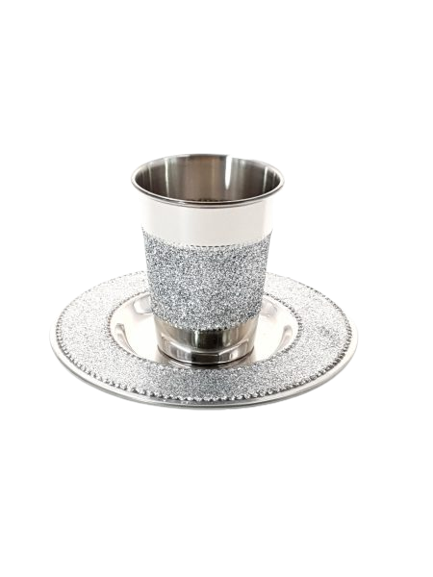 Kiddush Cup & Tray - Glitter Design