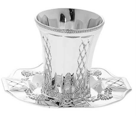 Kiddush cup with tray silver plated