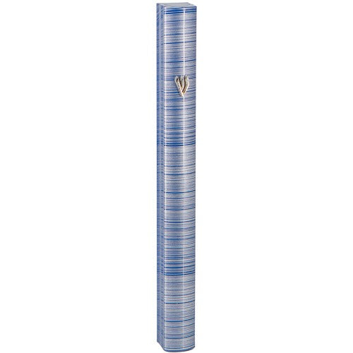 Aluminum Mezuzah 15 Cm 3d Painted - Blue Stripes