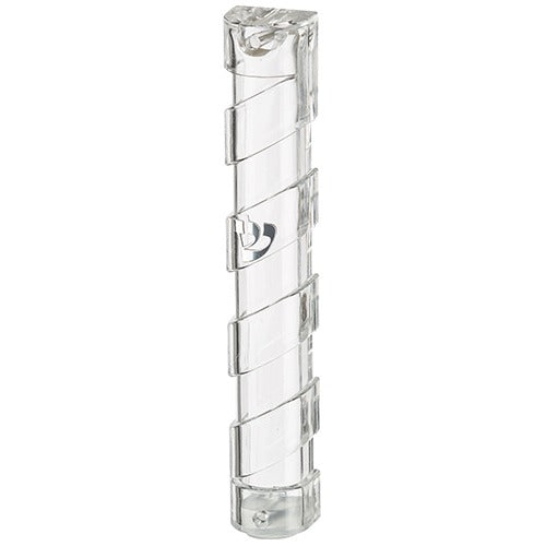 Plastic Transparent Mezuzah with Rubber Cork 15 cm with The Letter Shin