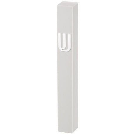 Plastic White Mezuzah with Rubber Cork 15 cm with The Letter Shin
