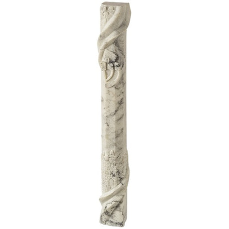 Stone-Like Mezuzah 15 cm- White Marble
