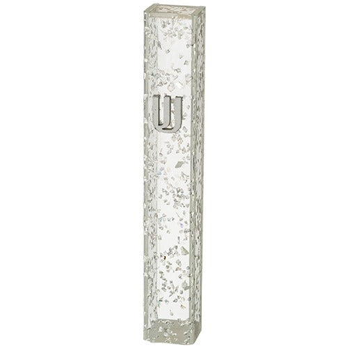 Perspex Mezuzah 12 cm - Glitter White