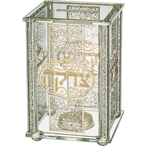 Crystal Tzedakah Box 13*9 cm with Plaque