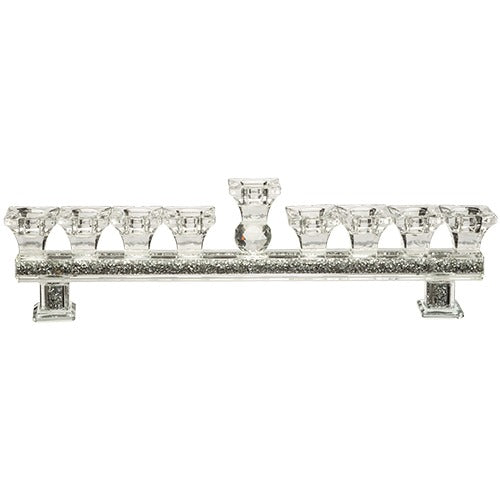 Crystal Elegant Hanukkiah with silver stones - 38*10 cm