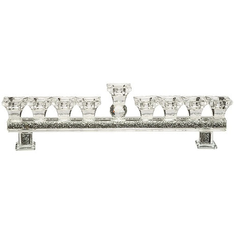 Crystal Elegant Hanukkiah with silver stones - 38*10 cm