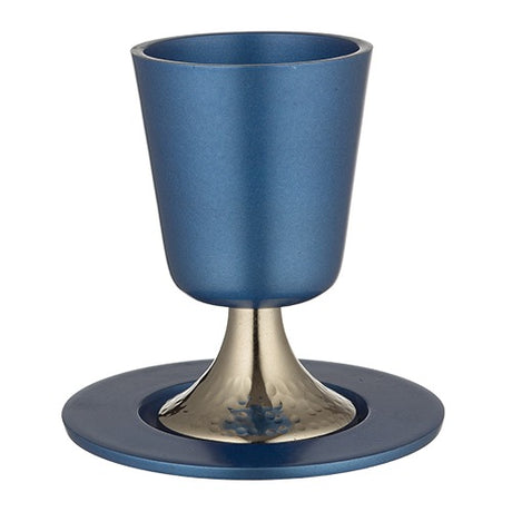 Aluminum Kiddush Cup 11 cm with Saucer - Blue