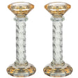 Crystal Candlesticks 16.5 cm with Stones