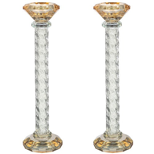 Crystal Candlesticks 25.5 cm with Stones