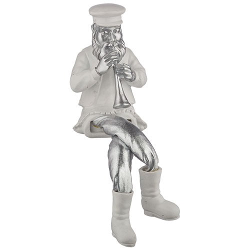 Polyresin Sitting Hassidic Figurine with Cloth Legs 25 cm- Clarinet Player