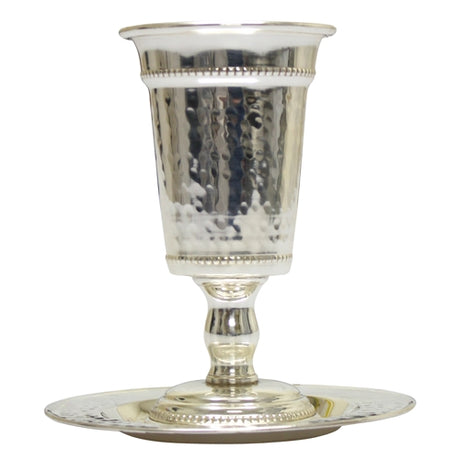 BS Hammered Kiddush Cup 15 CM With Saucer