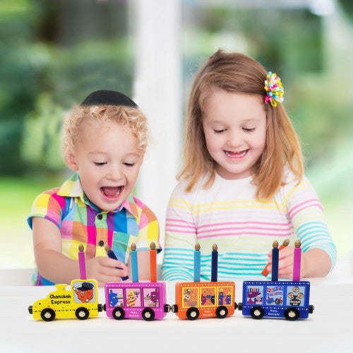 Toy Menorah - Wood Train