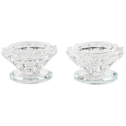 A Pair Of An Elegant Crystal Candlesticks 7 Cm