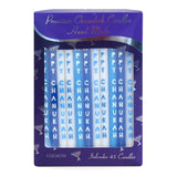 Premium Hanukkah Candles, Happy Chanukah Blue & White, 45 Pack, 14cm