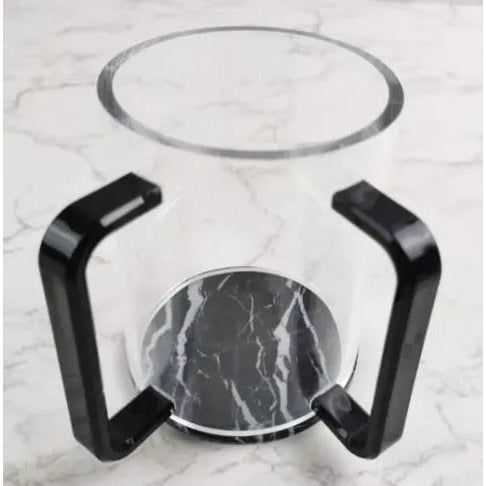 Acrylic Clear Washing Cup -Black Handle - Black&White Marble