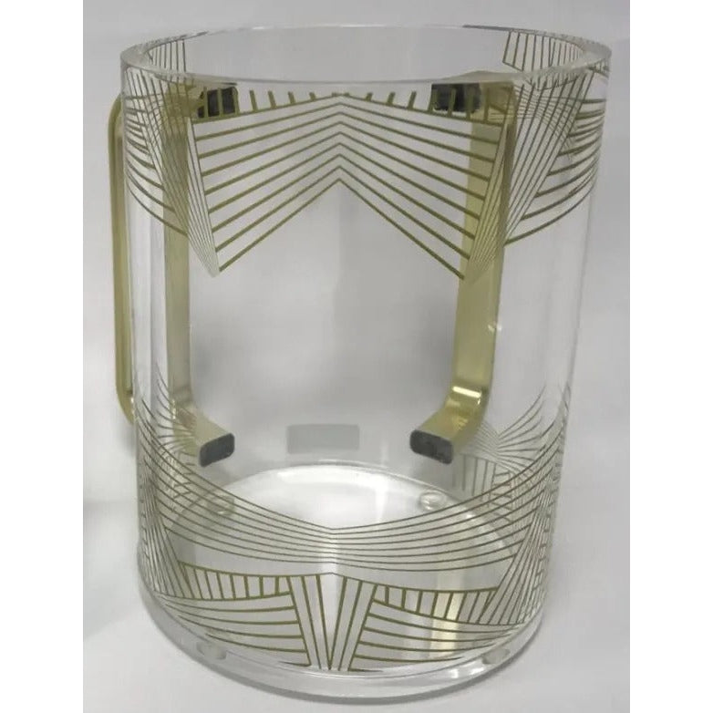 Acrylic Clear Washing Cup - Gold Handle - Gold Leaf Design