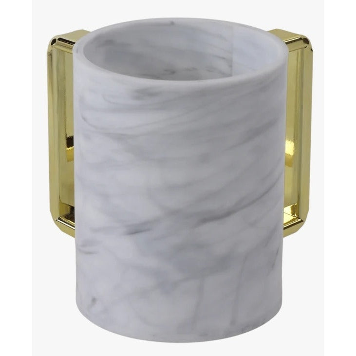 Acrylic Marble Washing Cup With Gold Handles