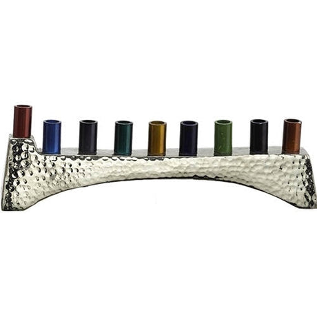 Aluminum Hannukiah For Candels 7X22 CM- Colorful Branches