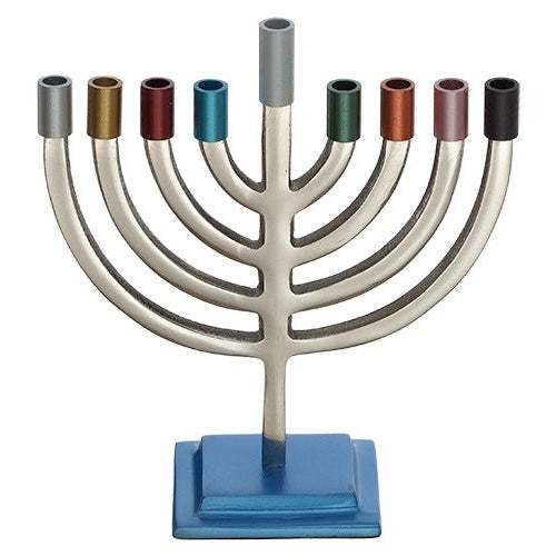 Aluminum Menorah 19 Cm With Multicolored Branches