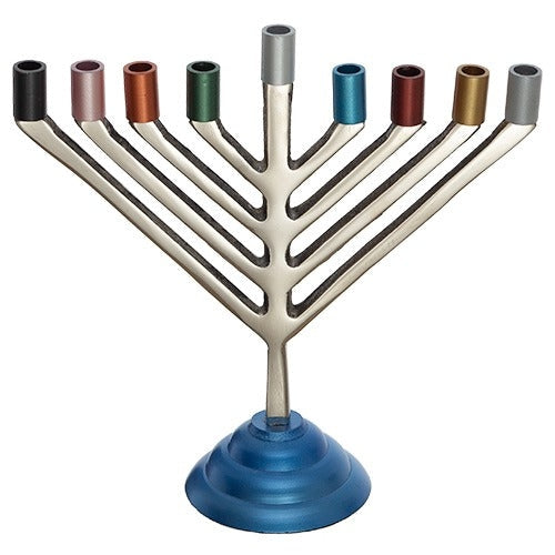 Aluminum Menorah 19 Cm With Multicolored Branches