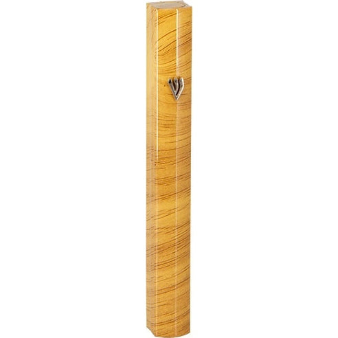 Aluminum Mezuzah 15 Cm 3d Painted - Brown Stripes