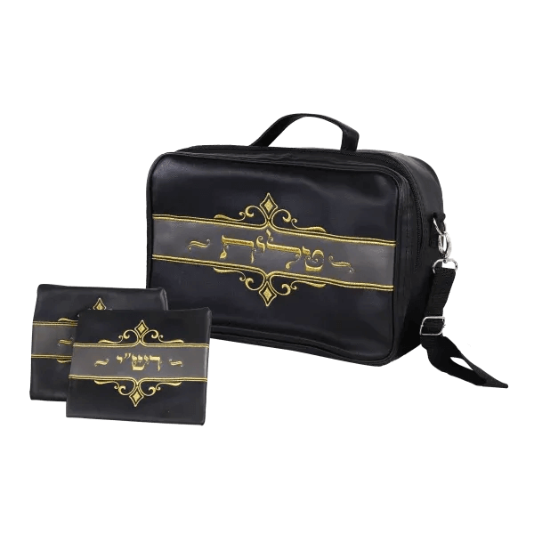 Black-Grey Travel Tallit Bag With Rashi-R"T Bags