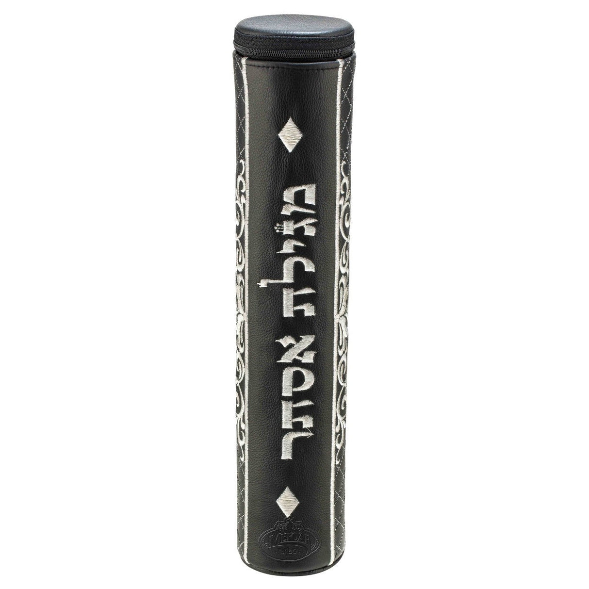 Black Megillah Holder, Silver Side Embroidery