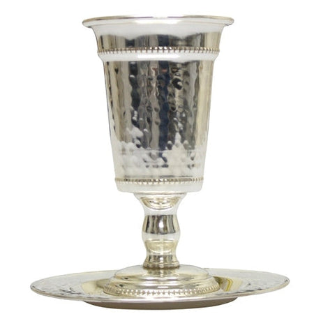 BS Hammered Kiddush Cup 15 CM With Saucer