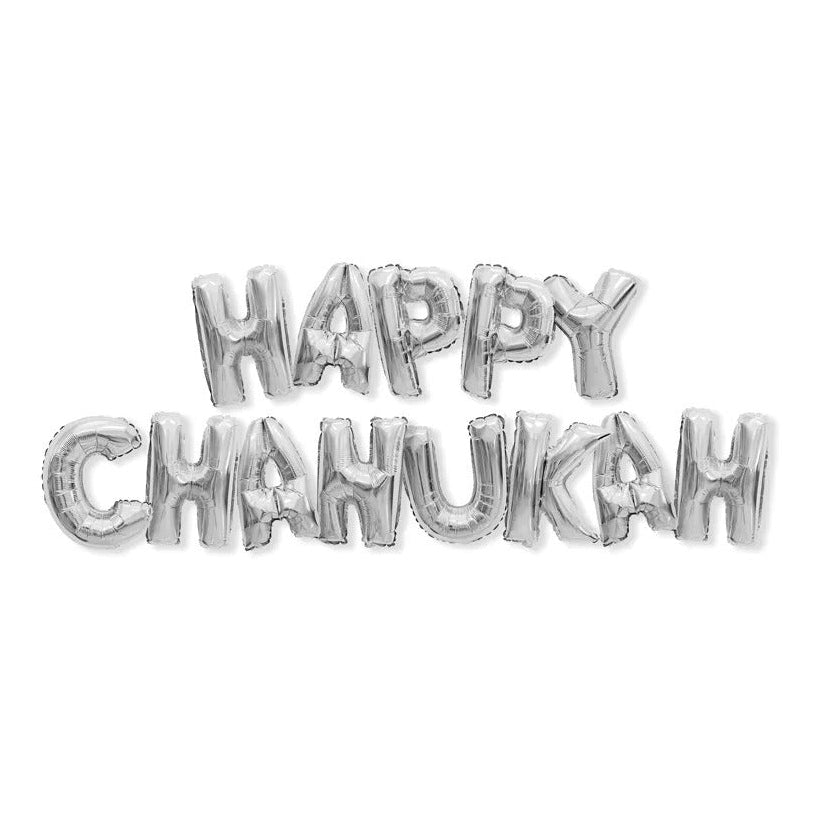 Chanukah Decorations Banner Foil Balloons Silver