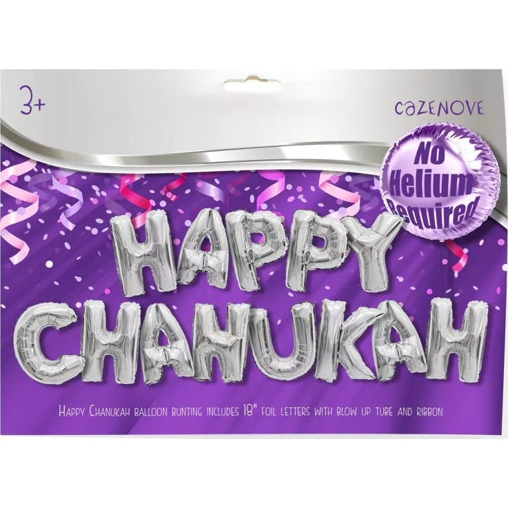 Chanukah Decorations Banner Foil Balloons Silver